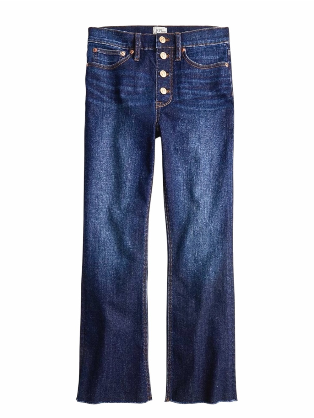 J.Crew – 9” Billie Demi-Boot Crop Jeans – Button Fly Raw Hem Dark Blue – Sz. 28